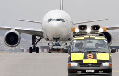 athens airport - aircraft taxiing