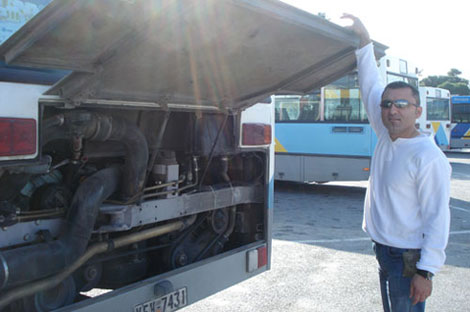 athens buses - kostas my friend working as bus driver