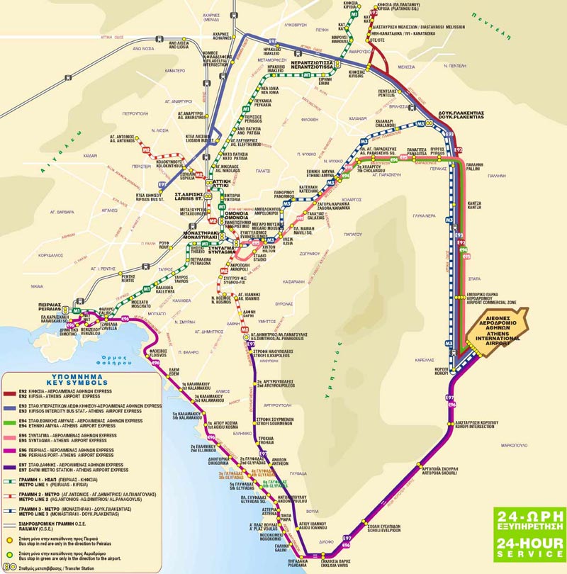 athens buses - athens express bus to airport map