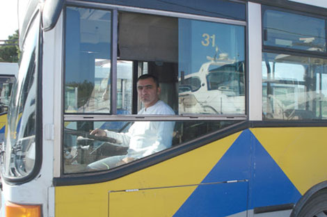 athens buses  - kostas my friend working as bus driver