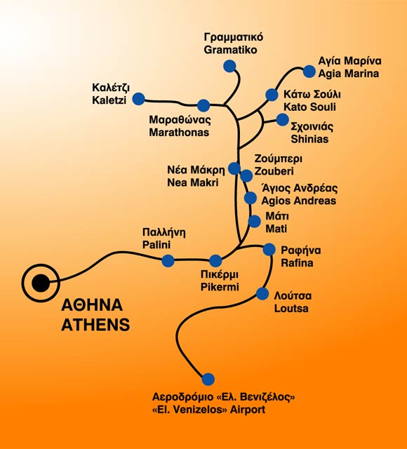 greece bus schedules - map East Attica