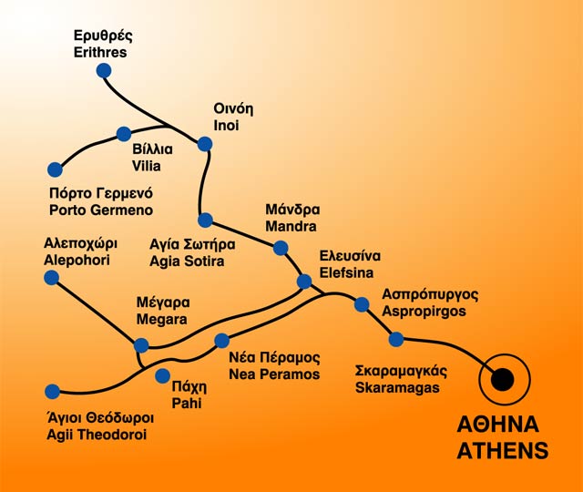 greece bus schedules - map West Attica