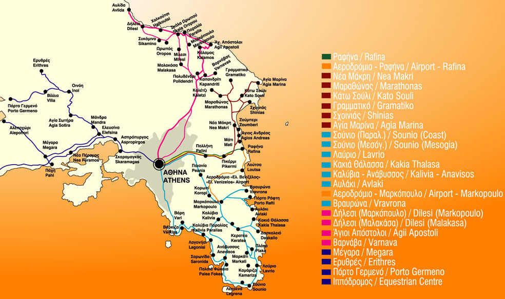 greece bus schedules - General Map Athens