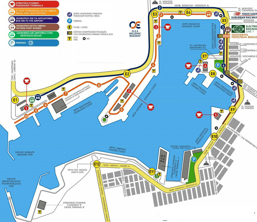 piraeus port - map