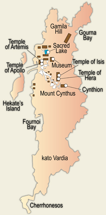delos greek island - map