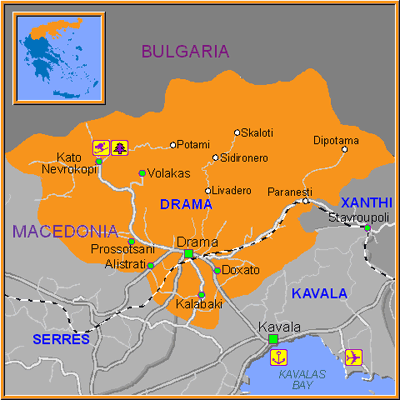 skiing greece - drama map