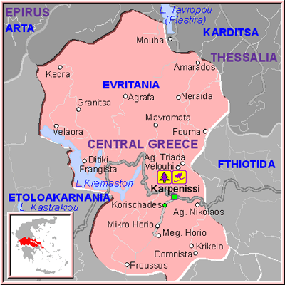 karpenisi ski resort - evritania map