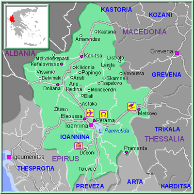 skiing in greece - ioannina map