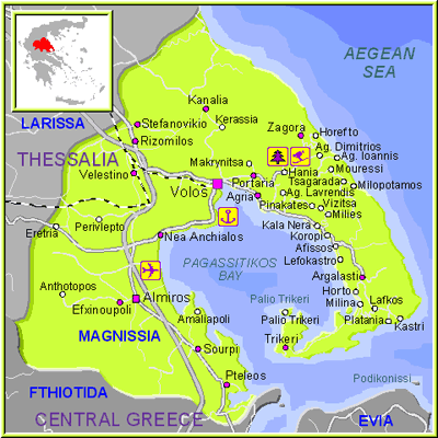 skiing greece - pelion map