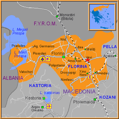 greece ski holidays - florina map