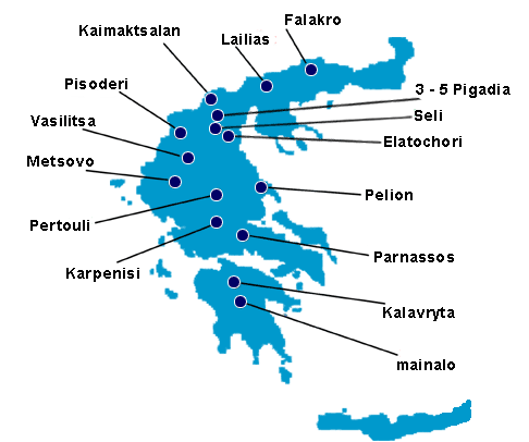 skiing in greece map