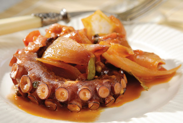 greek recipes - Octopus stew with onions