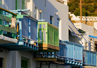 milos traditional villages - balconies plaka village