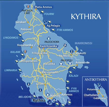 kithira greece - kithira island map