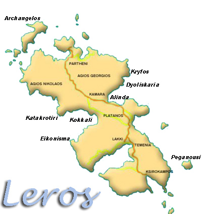 leros greece - leros island map