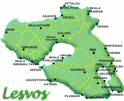 lesvos greece - lesvos island map