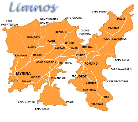 limnos map - limnos island