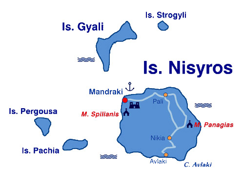 nisyros map - map of nisyros island