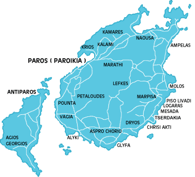 paros greece - paros island map