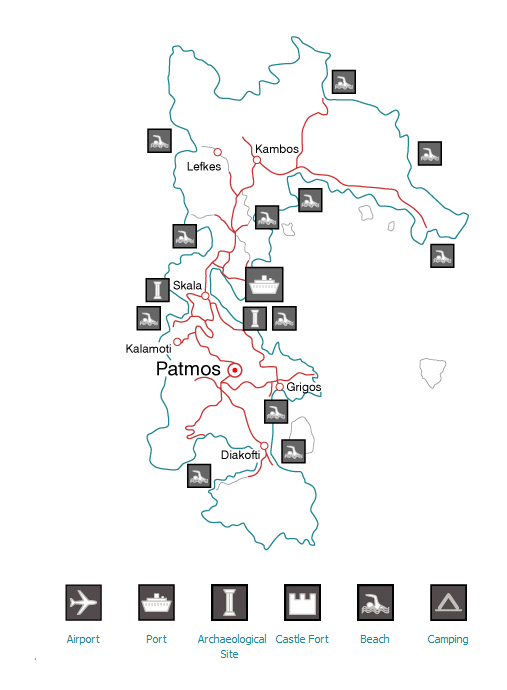 island of patmos - patmos map