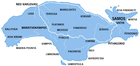 samos greece - map