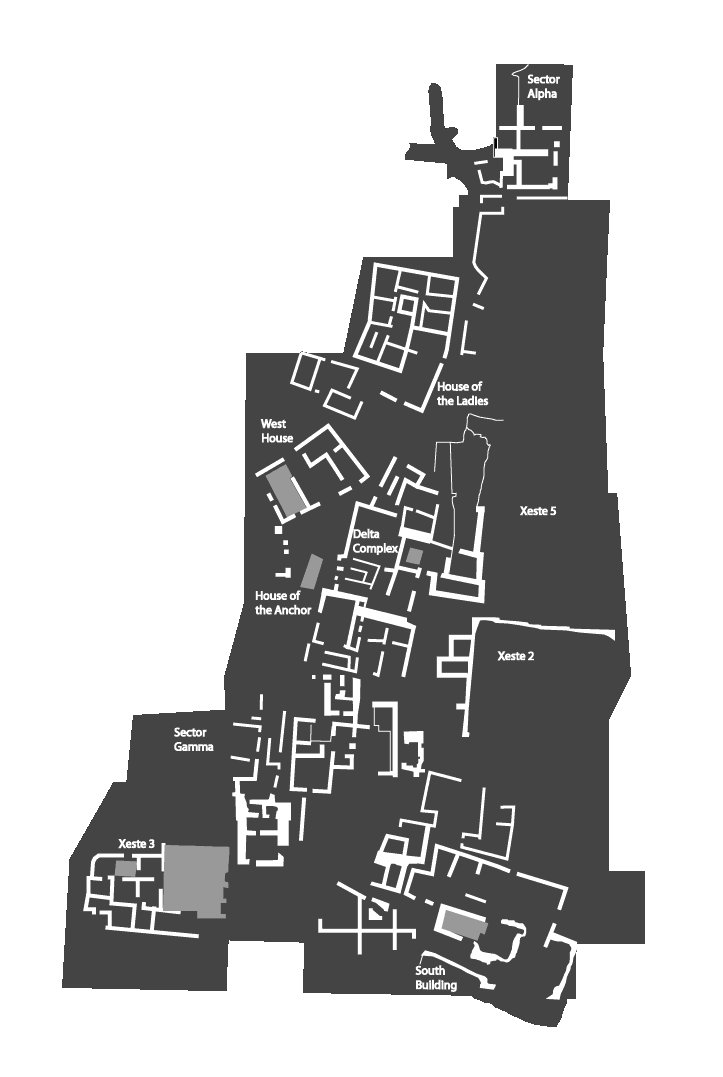 akrotiri archaeological site - map