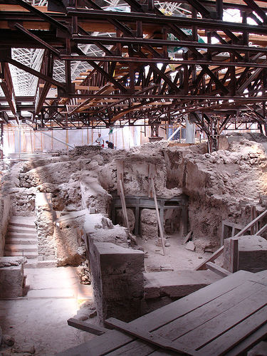 akrotiri archaeological site - ruins akrotiri
