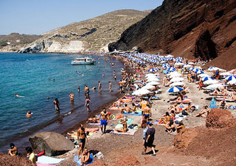 beach in Santorini.