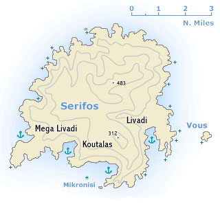 serifos greece - Map of Serifos