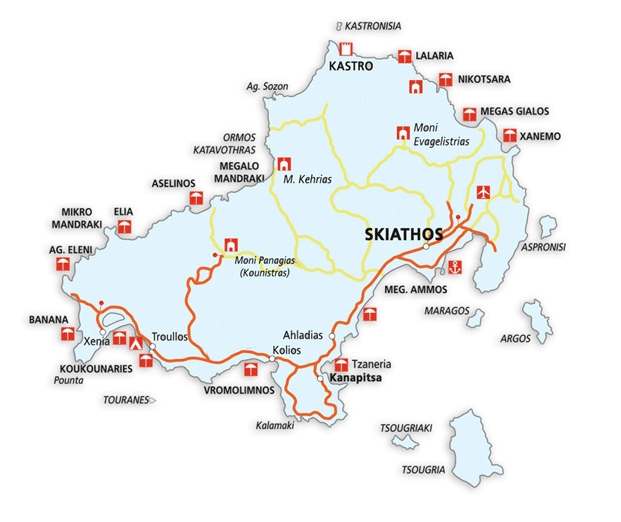 skiathos map - skiathos island map