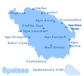 spetses greece - map