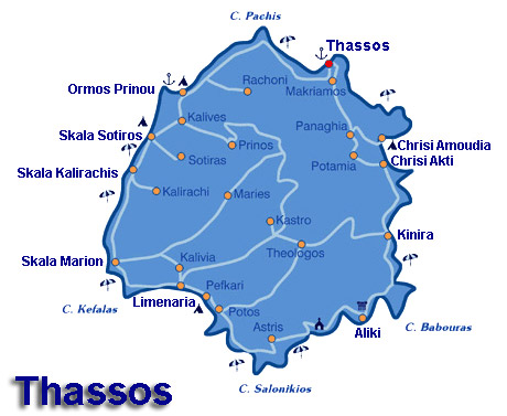 thassos greece - thassos island map