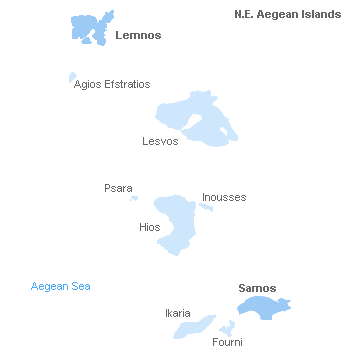 greece - map of aegean islands