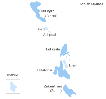 greece - map of ionian islands
