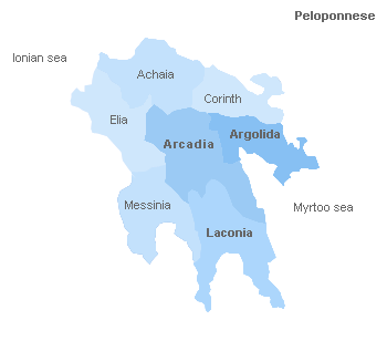 greece - map of peloponnese