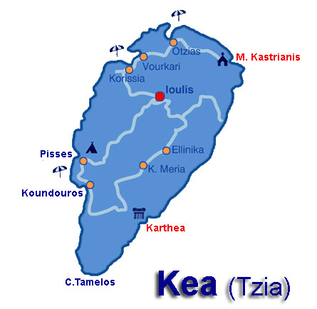 tzia island greece - tzia map