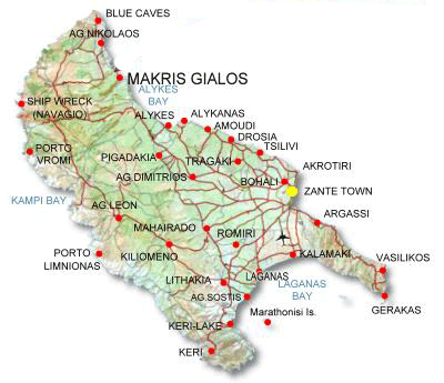 map of greece and islands. zakynthos island map